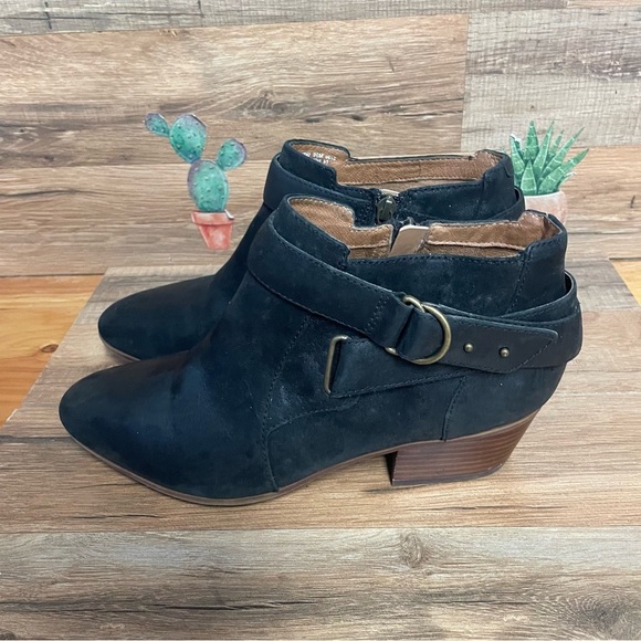 Clarks Spye Belle Black Leather Ankle Booties women’s 9.5 boho - Picture 5 of 10